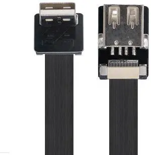 Vszerda 0.2M Down Angled USB 2.0 Type-A Male to Female Extension Data Flat Slim FPC Cable for FPV & Disk & Scanner & Printer Vszerda 0.2M Down Angled USB 2.0 Type-A Male to Female Extension Data Flat Slim FPC Cable for FPV & Disk & Scanner & Printer