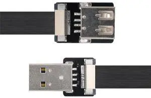 Vszerda 2.0M USB 2.0 Type-A Male to Female Extension Data Flat Slim FPC Cable for FPV & Disk & Scanner & Printer Vszerda 2.0M USB 2.0 Type-A Male to Female Extension Data Flat Slim FPC Cable for FPV & Disk & Scanner & Printer