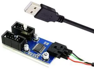 Vszerda USB 2.0 Type-A Male 1 to 2 Female Motherboard 9pin Header Extension Cable HUB Connector Adapter Port Multilier