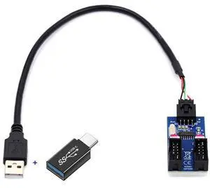 Vszerda USB 3.1 Front Panel Header Male USB-C Type-C to USB 2.0 Type-A Male 1 to 2 Female Motherboard 9pin 10pin HUB Adapter DC 5v Port Multiplier