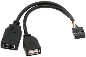 Vszerda Dual Port Type-A & USB 3.1 Front Panel Socket Key-A Type-E to USB 2.0 9Pin 10Pin Male Mainboard Header Extension Cable Mainboard Adapter Cord 15cm