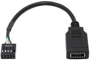 Vszerda USB 3.1 Front Panel Socket Single Type-E Key-A to USB 2.0 9Pin 10Pin Male Motherboard Header Extension Cable Mainboard Adapter Cord 15cm