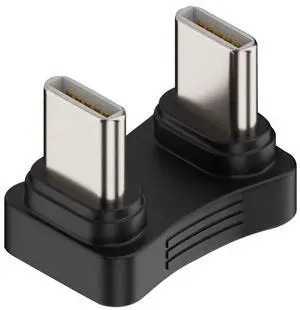 Vszerda Opposite U Shape Back Angled 480Mbps USB-C Type C Male to Male Coupler Extender Power Data Adapter for Power Bank Phone Laptop