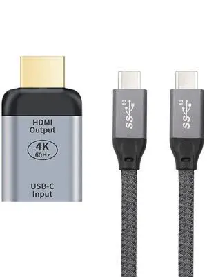 Vszerda 10Gbps 100W Cable USB-C Type C Female Source to HDMI Sink HDTV Adapter 4K 60hz 1080p for Tablet & Phone & Laptop