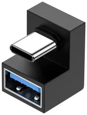Vszerda 180 Degree Up & Down Angled Type-C USB-C OTG to USB 3.0 Female Extension Adapter for Cell Phone & Tablet