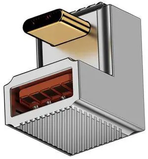 Vszerda USB 3.1 Type C Male to USB 3.0 A Female Adapter 10Gbps Mecha Cyberpunk Styles USB-C OTG Data Converter Opposite U Shape Back Angled Alloy Shell