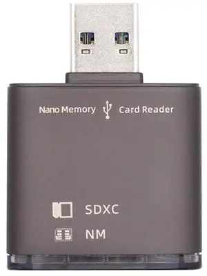 Vszerda USB 3.0 to NM Nano Memory Card & SD Card Reader Adapter with Dual Port Writer for Mate Seial Phone & Camera & Laptop