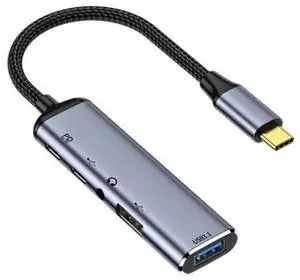 Vszerda Type C USB-C to Audio 3.5MM Dual USB 3.0 HUB Converter Multiport Adapter with Female 100W PD Power Port Vszerda Type C USB-C to Audio 3.5MM Dual USB 3.0 HUB Converter Multiport Adapter with Female 100W PD Power Port