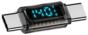 Vszerda USB4.0 Type-C Digital Display USB-C Male to Male Extension Adapter Transparent Shell 140W Current Voltage Monitoring Tester Detector Smart LED Display