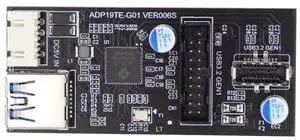 Vszerda Dual Ports USB 3.0 19/20Pin & Type-E Female Header Splitter to Single 19/20Pin Motherboard Connector PCBA Adapter HUB 5Gbps