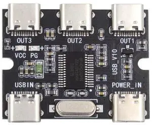 Vszerda USB-C 2.0 1-to-3 Three Ports HUB Splitter PCBA Expansion Module Board PCs Multiport 3 Devices Type-C for Keyboard Mouse Scanner Printer
