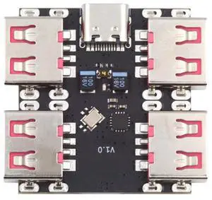 Vszerda USB 2.0 1-to-4 Four Ports HUB Splitter PCBA Expansion Module Board PCs Multiport 4 Devices Type-C for Keyboard Mouse Scanner Printer