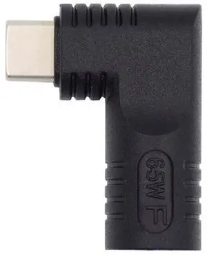 Vszerda DC Jack 5.5x2.5mm Input to USB-C Adapter Type-C Connector Angled 90 Degree Power Plug Charge Adapter for Laptop Phone 65W