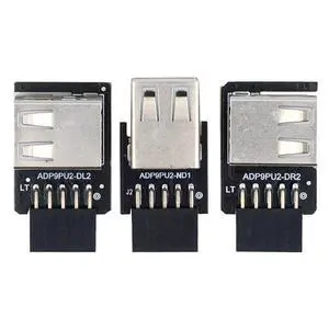 Vszerda 3pcs/Set USB 2.0 Front Panel Adapter Extend 9Pin/10Pin Motherboard Female to Dual USB Type A Female Vertical Angled 90 Degree Header Extension Adapter