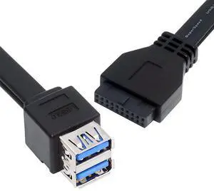 Vszerda Stackable USB 3.0 Female Type-A Dual Port DIP Type to 20Pin 19Pin Motherboard Header Cable with Fixed Feet 50cm Black Vszerda Stackable USB 3.0 Female Type-A Dual Port DIP Type to 20Pin 19Pin Motherboard Header Cable with Fixed Feet 50cm Black