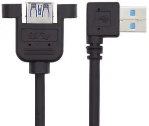 Vszerda Left Angled USB 3.0 90 Degree Connector Extension Cable Data Adapter Converter Cord for Printer Scanner AIO 30cm