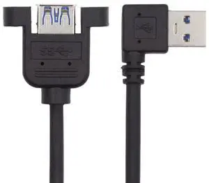 Vszerda Right Angled USB 3.0 90 Degree Connector Extension Cable Data Adapter Converter Cord for Printer Scanner AIO 30cm