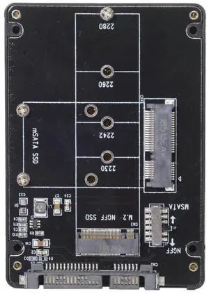 Vszerda Combo M.2 NGFF B-Key & mSATA SSD to SATA 3.0 Adapter Converter Case Enclosure with Switch