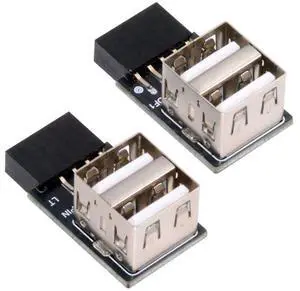 Vszerda 2pcs/lot 9Pin 10Pin Header Motherboard Internal to Dual USB 2.0 Female Adapter Converter Horizontal Type High Speed 480 Mbps for Laptops, Tablets