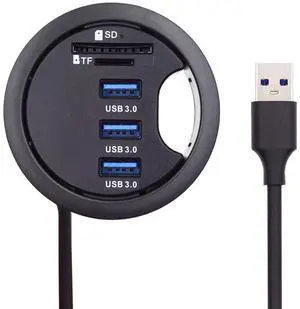 Vszerda USB 3.0 Hub Splitter, SD TF 3 Port USB Multiport Expander 60mm Desk Grommet Dock Station Micro-SD Card Reader for PC Desk Desktop Vszerda USB 3.0 Hub Splitter, SD TF 3 Port USB Multiport Expander 60mm Desk Grommet Dock Station Micro-SD Card Reader for PC Desk Desktop
