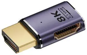 Vszerda HDMI 8K Male to HDMI 2.1 Female Flat Horizontal 90 Degree Left Angled UHD Extension Adapter Support 8K 60hz HDTV