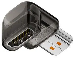 Vszerda 90 Degree Down Angled HDMI Male to HDMI 2.1 Female Adapter UHD 8K 60hz HDTV Extender Transparent with Smart LED Light for Monitor TV Projector