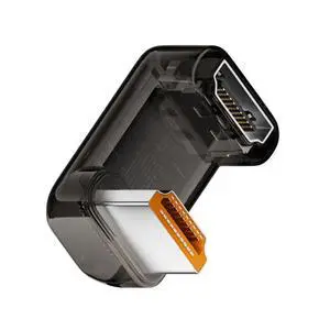 Vszerda 360 Degree Down Angled Opposite U Shape Back HDMI Male to HDMI 2.1 Female Adapter UHD 8K 60hz HDTV Extender Transparent with Smart LED Light for Monitor