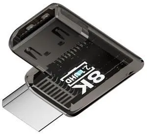 Vszerda 90 Degree Right Angled Horizontal HDMI Male to HDMI 2.1 Female Adapter UHD 8K 60hz HDTV Extender Transparent with Smart LED Light for Monitor