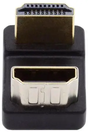 Vszerda 4K Standard HDMI 1.4 Converter, Port Savers Up 360 Degree Opposite U Shape Back Angled Male Type-A to HDMI Female Extension Adapter