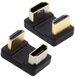 Vszerda 2pcs/lot HDMI 1.4 Male Type-A to HDMI Female Up & Down Port Saver 360 Degree Opposite U Shape Back Angled Extension Adapter Coupler Connector