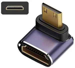 Vszerda 8K Down Angled Mini HDMI Male to HDMI 2.1 Female UHD Extension Gold Converter Adapter Support 8K 60hz HDTV