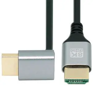 Vszerda 8K HDMI 2.1 Ultra Thin HDTV Cable 1m 4K Hyper Super Flexible Slim Cord Down Angled 90 Degree Type-A Male to Male for Computer HDTV Projector Home Theatre