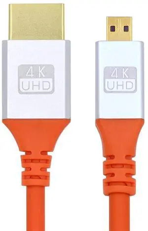 Vszerda Micro HDMI 4K to HDMI Hyper Super Flexible Cord HDTV Cable Ultra Soft High Flex High Speed Type-A Male to Male for Computer 1m