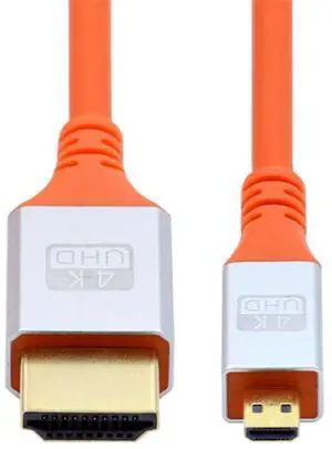 Vszerda Micro HDMI 4K to HDMI Hyper Super Flexible Cord HDTV Cable Ultra Soft High Flex High Speed Type-A Male to Male for Computer 2m