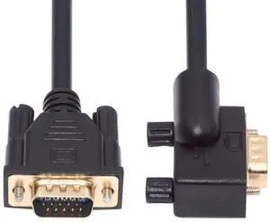 Vszerda 90 Degree VGA RGB Cable Left Angled Male to Straight Male Extension Cord 3COAX+6C for Computer Monitor Projector 1m/3.3ft