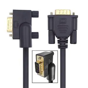 Vszerda 90 Degree VGA RGB Cable Right Angled Male to Straight Male Extension Cord 3COAX+6C for Computer Monitor Projector 1m/3.3ft