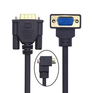 Vszerda 90 Degree VGA RGB Cable Down Angled Male to Straight Male Extension Cord 3COAX+6C for Computer Monitor Projector 1m/3.3ft