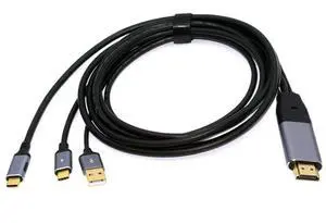 Vszerda Reversed HDMI to USB-C Cable 4K, HDMI Type-A Source to Type-C Male Touch Screen Displays HDTV Cord for Laptop Monitor 2.0m/6.56ft