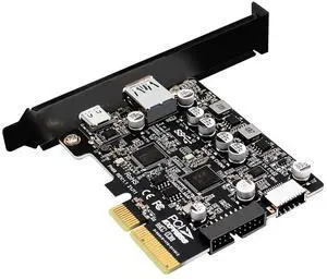 Vszerda Type-E USB 3.1 Front Socket 10Gbps & 19Pin/20Pin USB3.0 & USB-C Type-A to PCI-E Express Card Adapter ASM3142 VL822