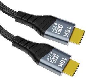 Vszerda 16K 8K UHD HDMI 2.2 Cable 6.6FT/2M High Speed Type-A Male to HDMI Male Braided HDTV Cord for Gaming Monitor Desktop Laptop