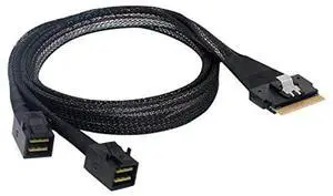 Vszerda PCI-E Ultraport Slimline SAS Slim 4.0 SFF-8654 8i 74pin to Dual SFF-8643 4i Mini SAS HD Cable PCI-Express