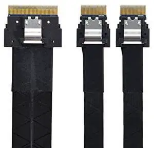 Vszerda PCI-E Ultraport Slimline SAS Slim 4.0 SFF-8654 8i 74pin to Dual SFF-8654 4i 38Pin Cable 40cm PCI-Express