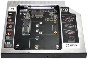 Vszerda MSATA NGFF B/M-Key SSD to Slimline SATA 13Pin Caddy Case for 9.5mm Universal Laptop CD/DVD-ROM Optical Bay