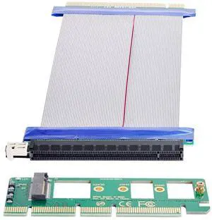 Vszerda NGFF M-Key NVME AHCI SSD to PCI-E 3.0 16x x16 Vertical Adapter with Cable Male to Female Extension