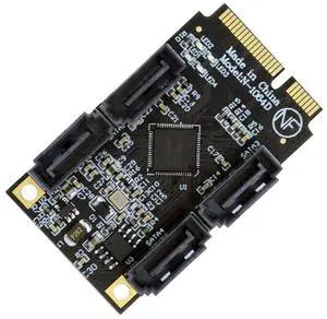 Vszerda Mini PCI Express PCI-E to SATA 3.0 Extension Card, 4-Ports Adapter Converter 6Gbps Hard Drive for SSD