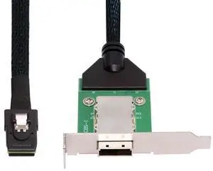 Vszerda Mini SAS Internal SFF-8087 36Pin Male to External SFF-8088 Female Extension Cable 50cm PCBA with Low Profile Bracket