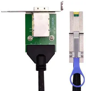 Vszerda Mini SAS External SFF-8088 Male to SFF-8088 Female 26Pin Extension Cable 50cm PCBA with Low Profile Bracket