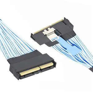 Vszerda PCI-E 5.0 MCIO 16x Cable Mini Cool Edge IO STR PCI-E 124Pin Male to MCIO 124Pin Male Extender Cord 50cm with Pull Tab