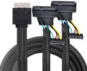 Vszerda OCuLink PCIe PCI-Express SFF-8611 8X 8-Lane to Dual SFF-8639 U.2 4X SSD Data Active Cable 50cm