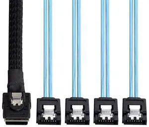 Vszerda Internal Mini SAS SFF-8087 Host to 4 SATA 7pin Target Hard Disk 6Gbps Data Server Raid Cable 1.0M